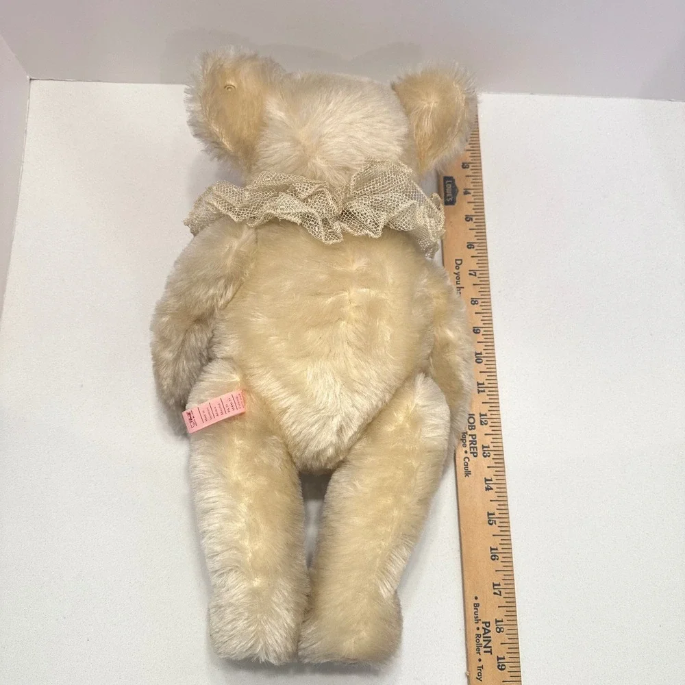 Steiff Ophelia Teddy Bear SIGNED Cream Mohair Lace Collar Vintage German Plush